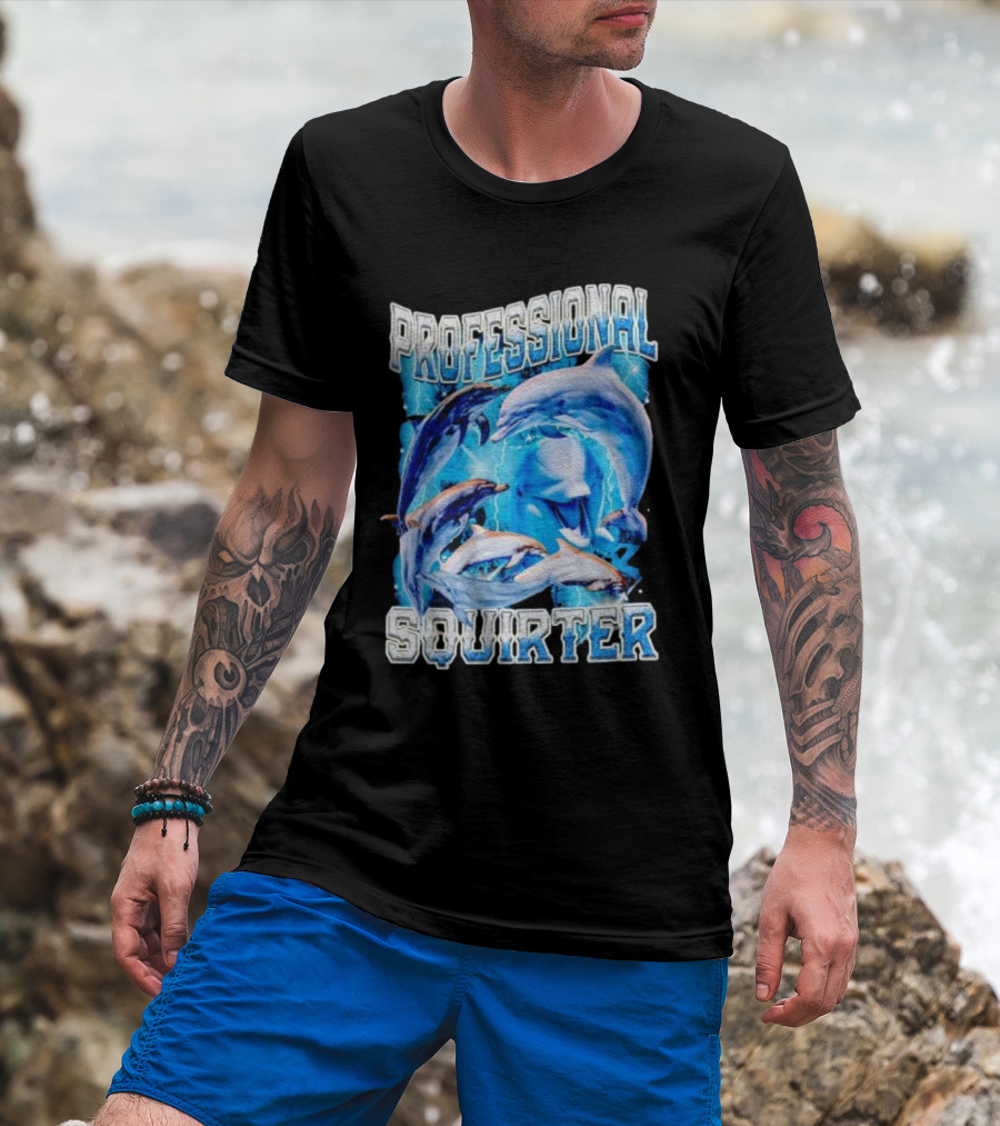 Professional Squirter Vintage Dolphins Retro Blue T-Shirt
