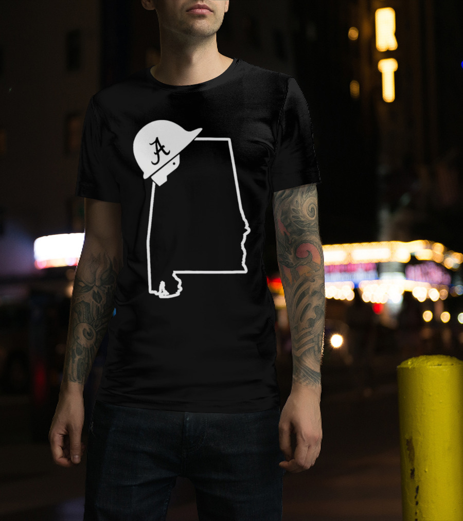 Alabama State Outline With A Logo Helmet Design New T-Shirt