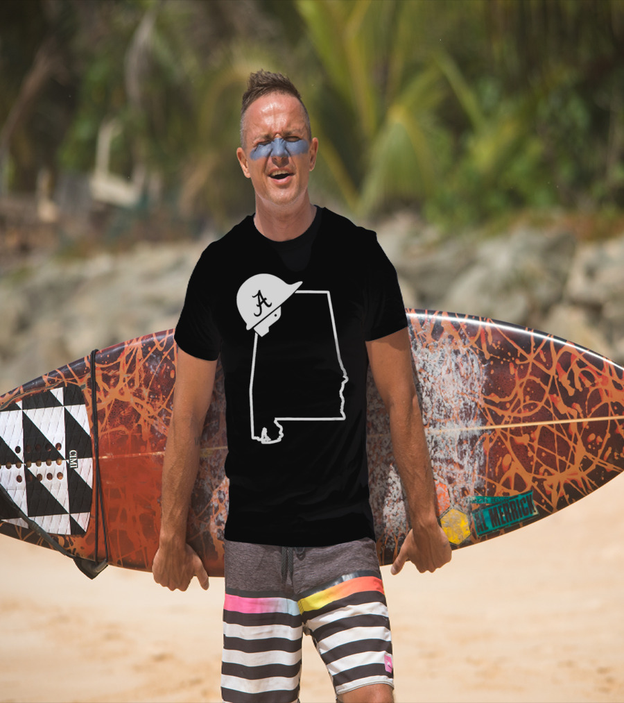 Alabama State Outline With A Logo Helmet Design New T-Shirt