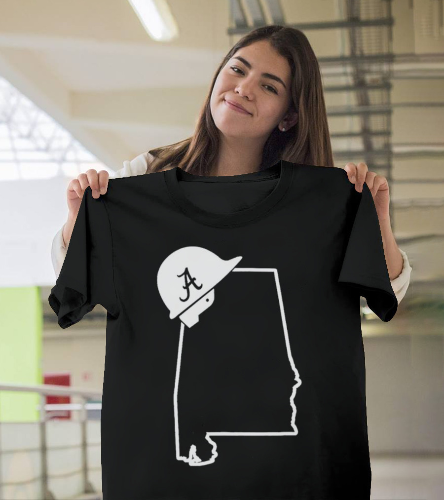 Alabama State Outline With A Logo Helmet Design New T-Shirt
