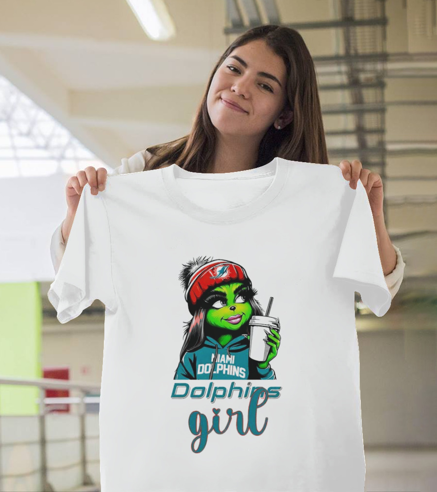 Miami Dolphins Grinch Drink Girl T-Shirt