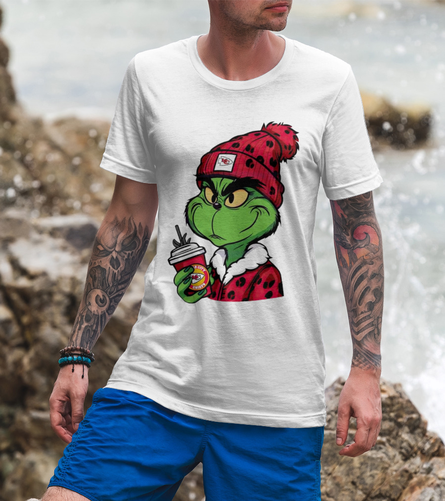 Grinch Kansas City Chiefs Leopard Print Coffee Cup T-Shirt