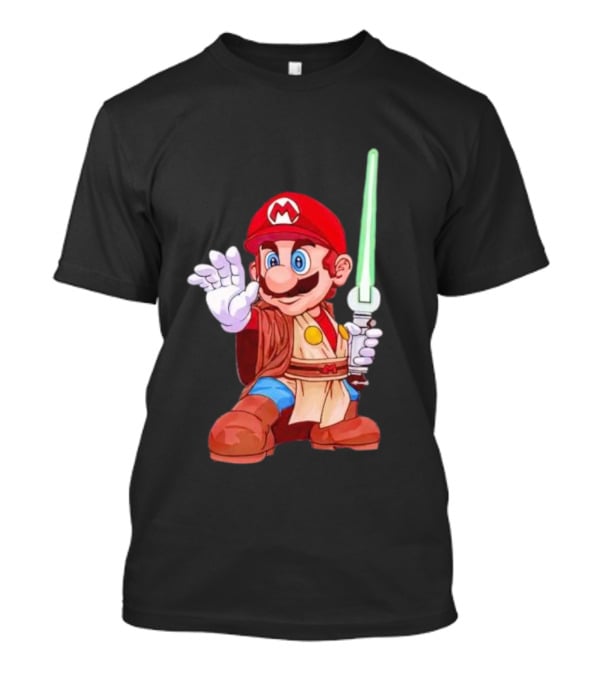 Mario Jedi Star Wars Crossover With Lightsaber T-Shirt