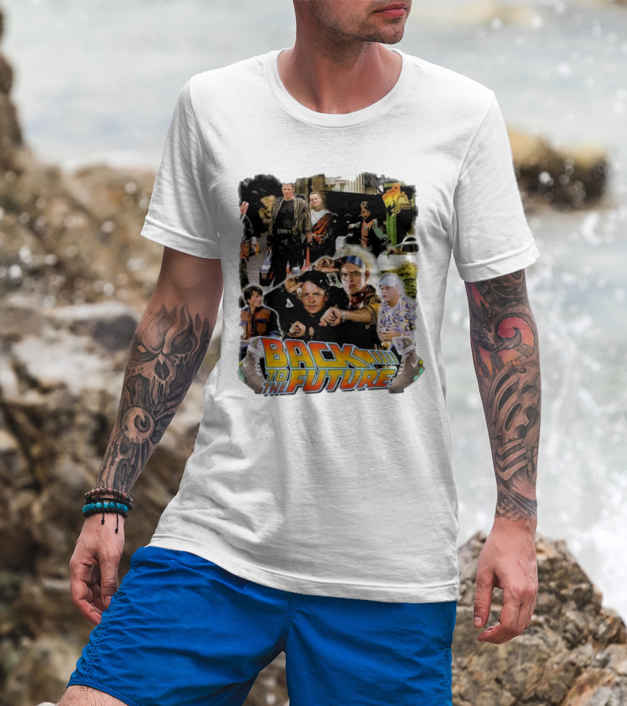 Back To The Future Movie Collage Iconic Characters And Scenes T-Shirt