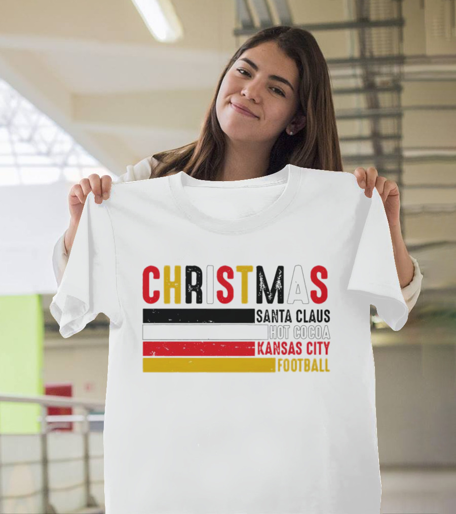 Christmas Santa Claus Hot Cocoa Kansas City Football T-Shirt
