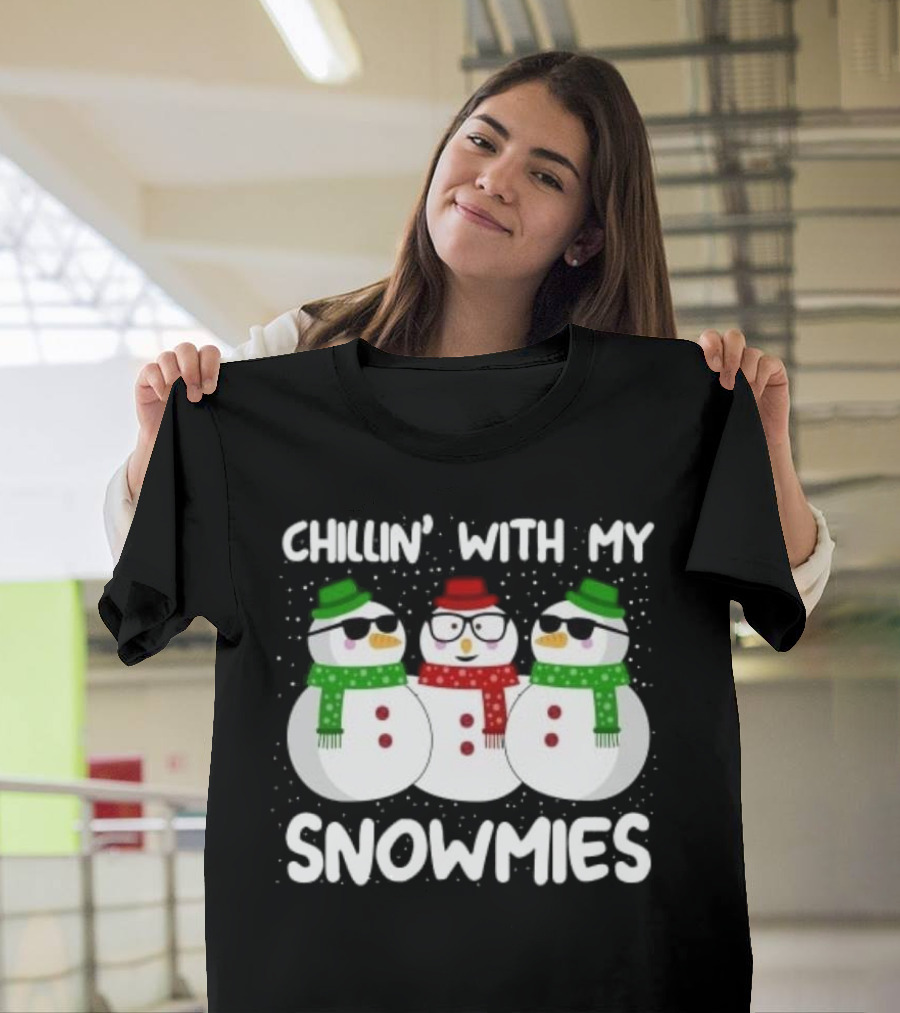 Chillin' With My Snowmies Christmas Snowman Trio T-Shirt
