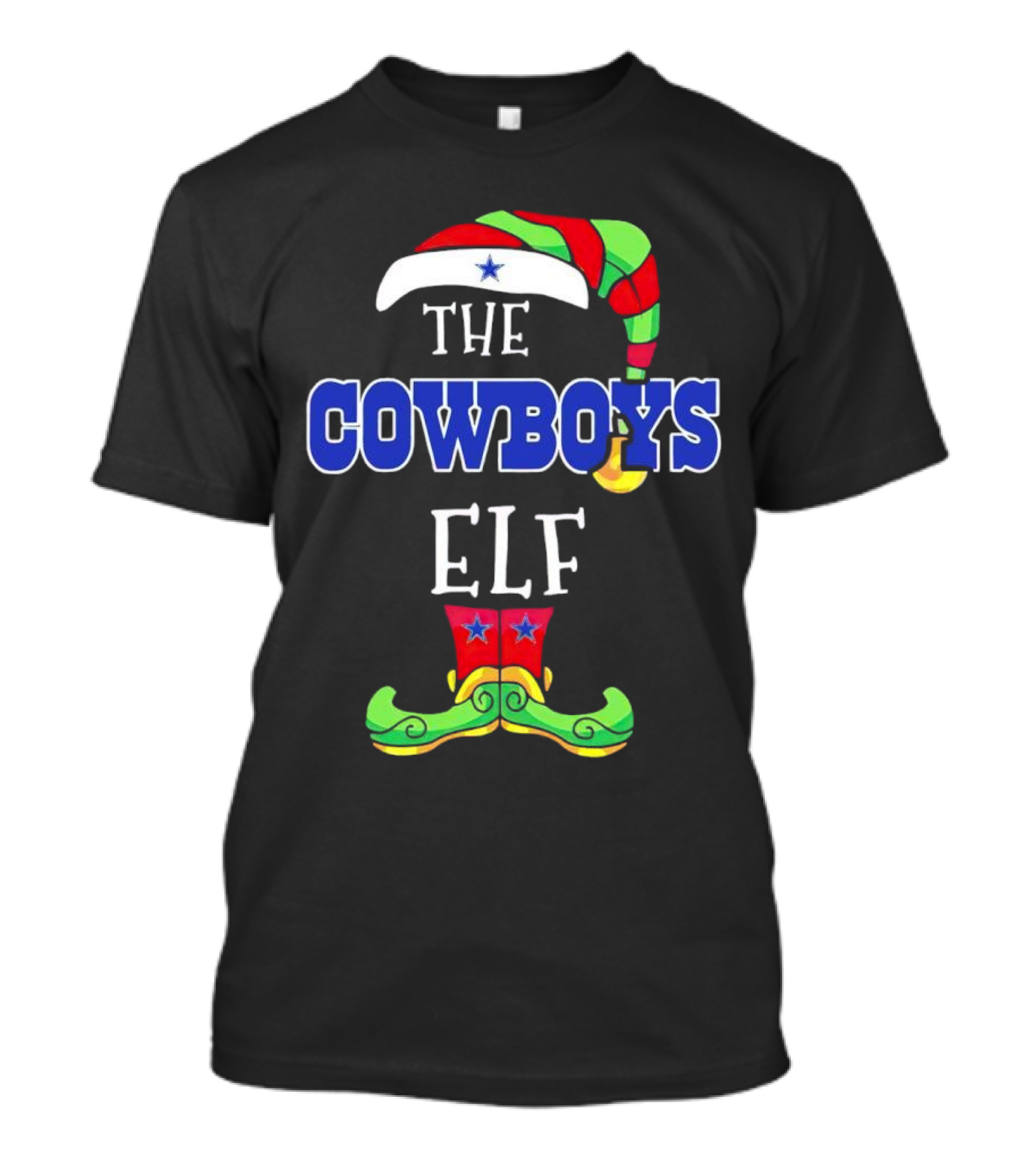 The Cowboys Elf Christmas Holiday Hat And Boots T-Shirt