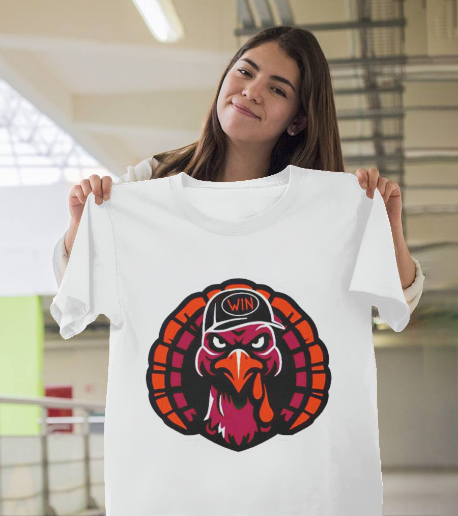 Turkey Wearing a Win Hat with Fierce Expression T-Shirt