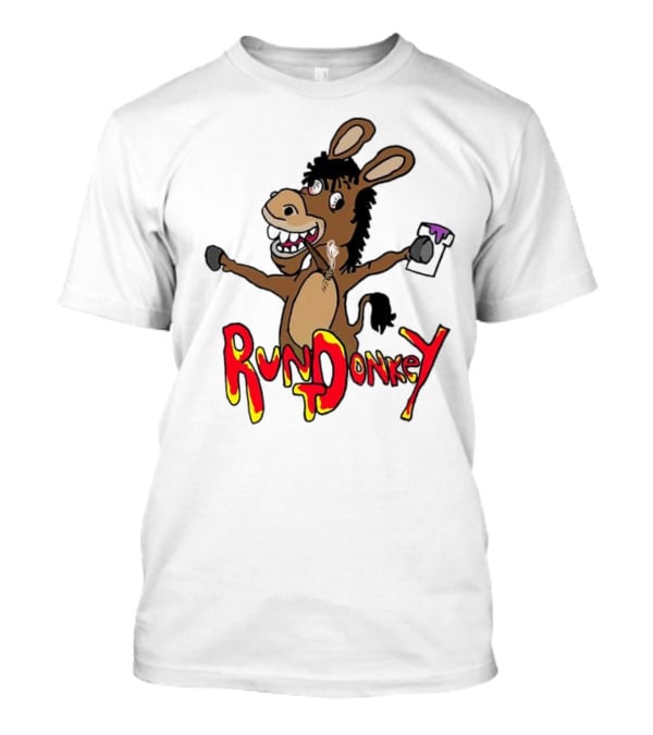Runt Donkey Parody With Cartoon Donkey Holding Bell And Rockstar T-Shirt