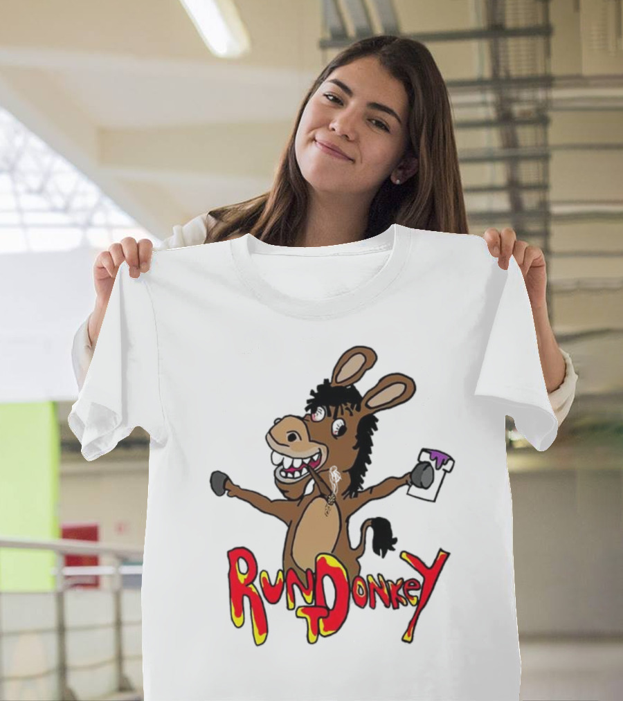 Runt Donkey Parody With Cartoon Donkey Holding Bell And Rockstar T-Shirt