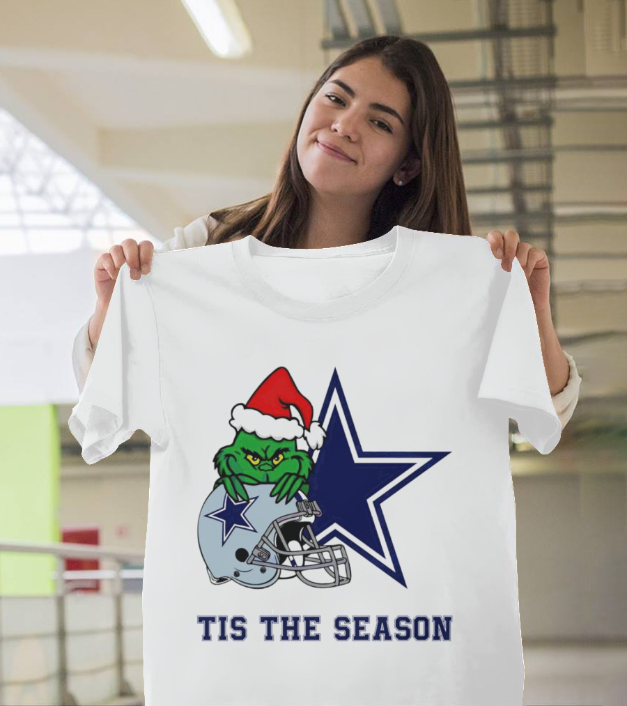 Santa Grinch Dallas Cowboys Tis The Season Christmas T-Shirt