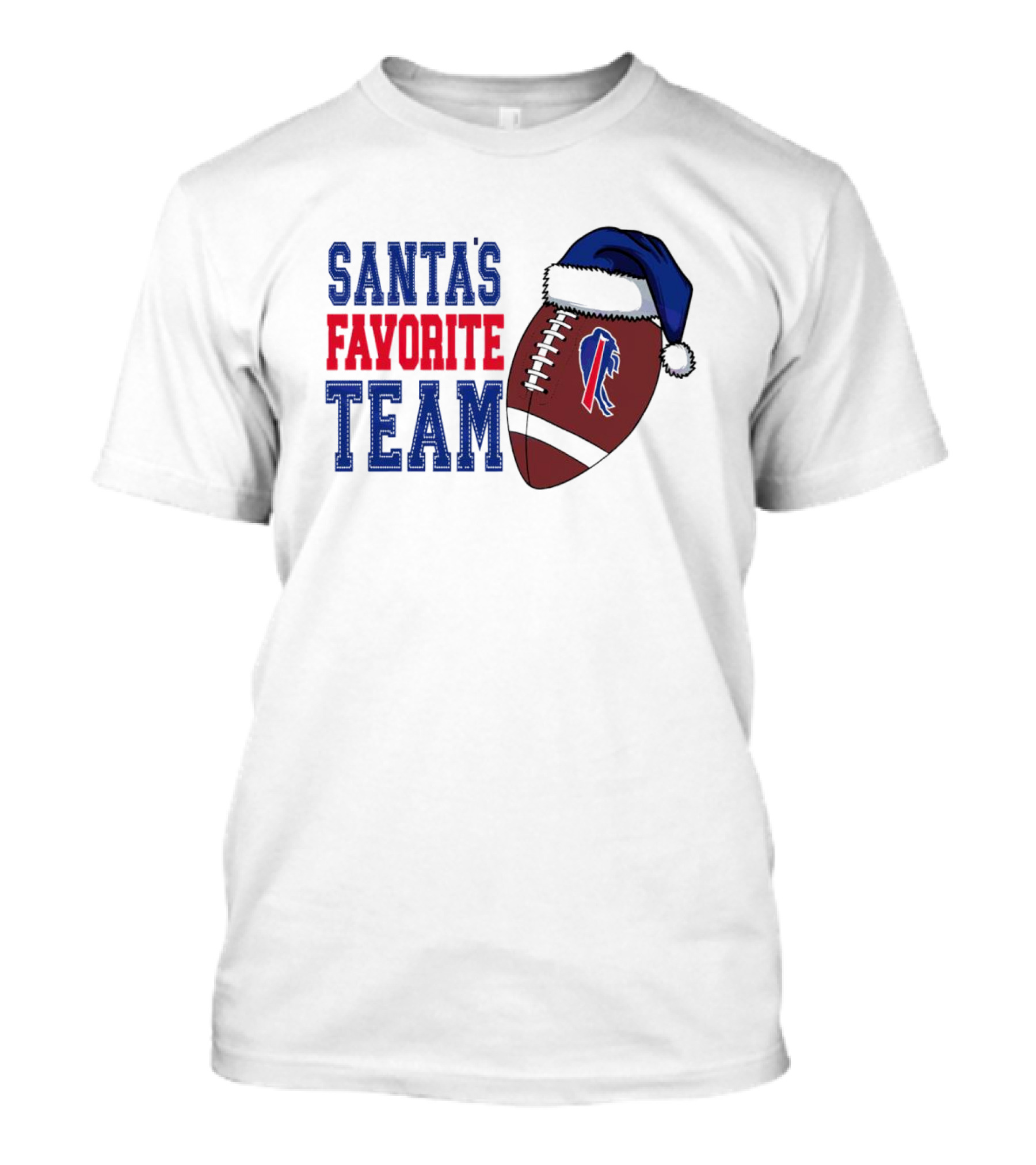 Santa's Favorite Team Buffalo Bills Christmas Football Holiday T-Shirt