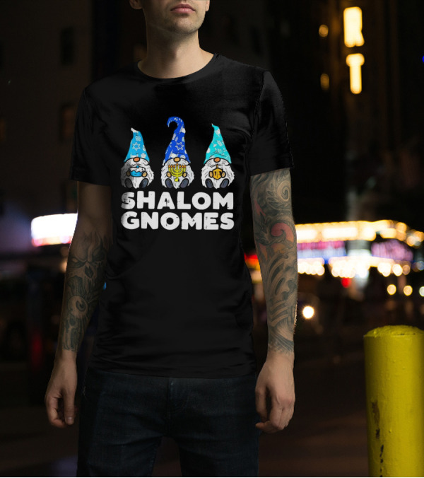 Shalom Gnomes Hanukkah Menorah Star Of David T-Shirt