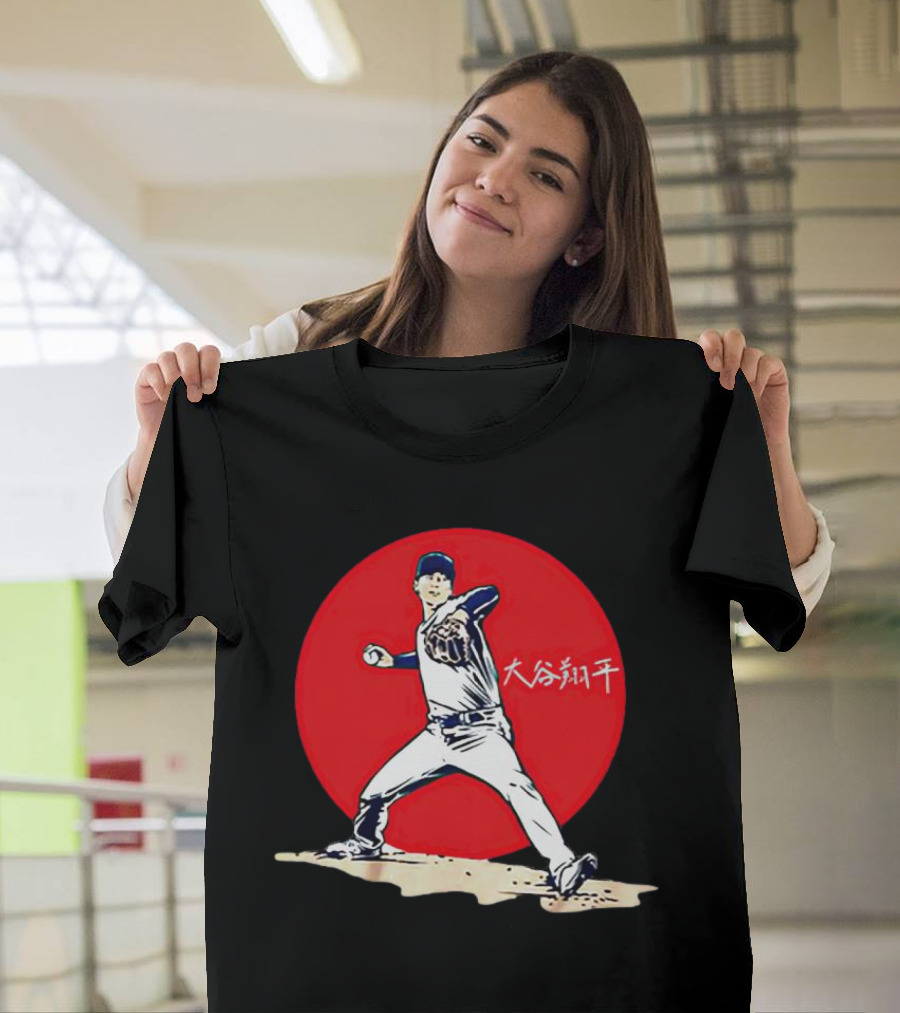 Shohei Ohtani Japanese Baseball Pitcher Icon Red Circle Kanji T-Shirt
