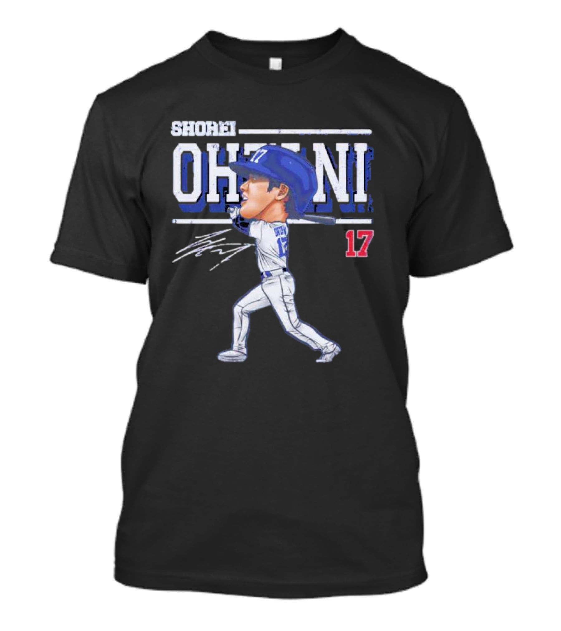 Shohei Ohtani Cartoon Signature 17 Batter Baseball T-Shirt
