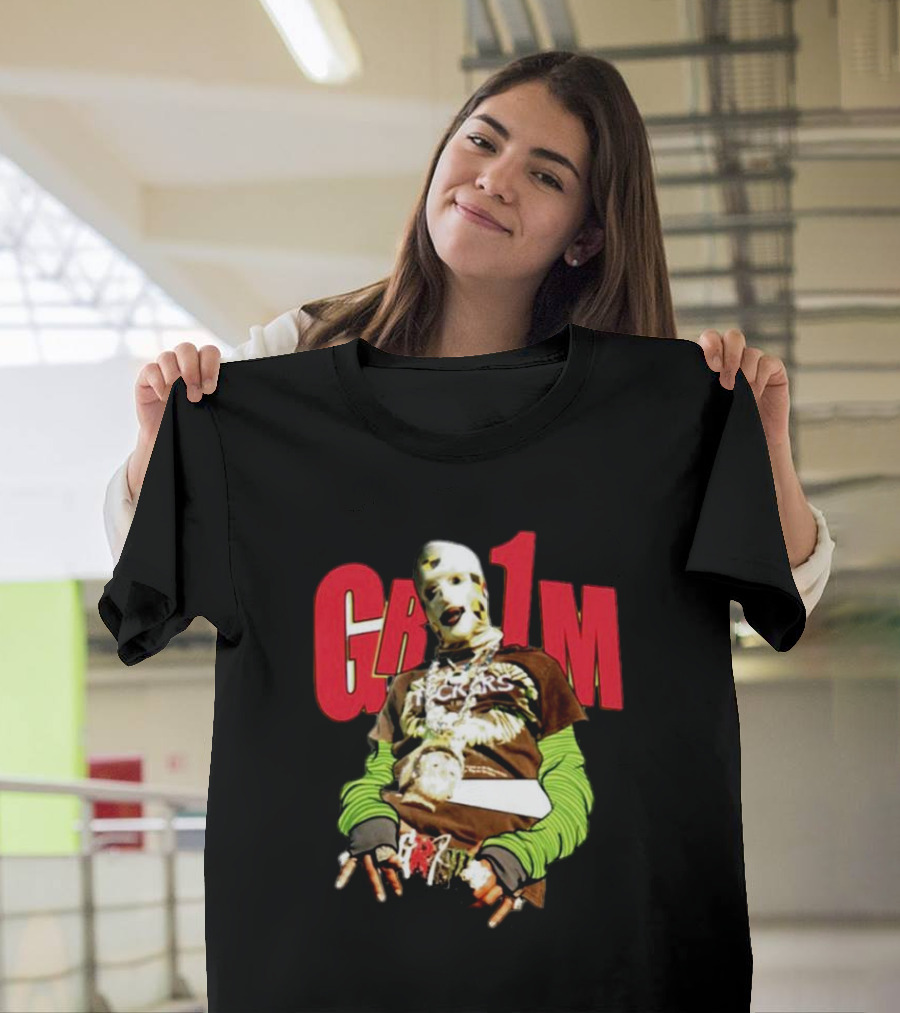 AWGE Grim Masked Figure with Layers and Skeleton Hands T-Shirt
