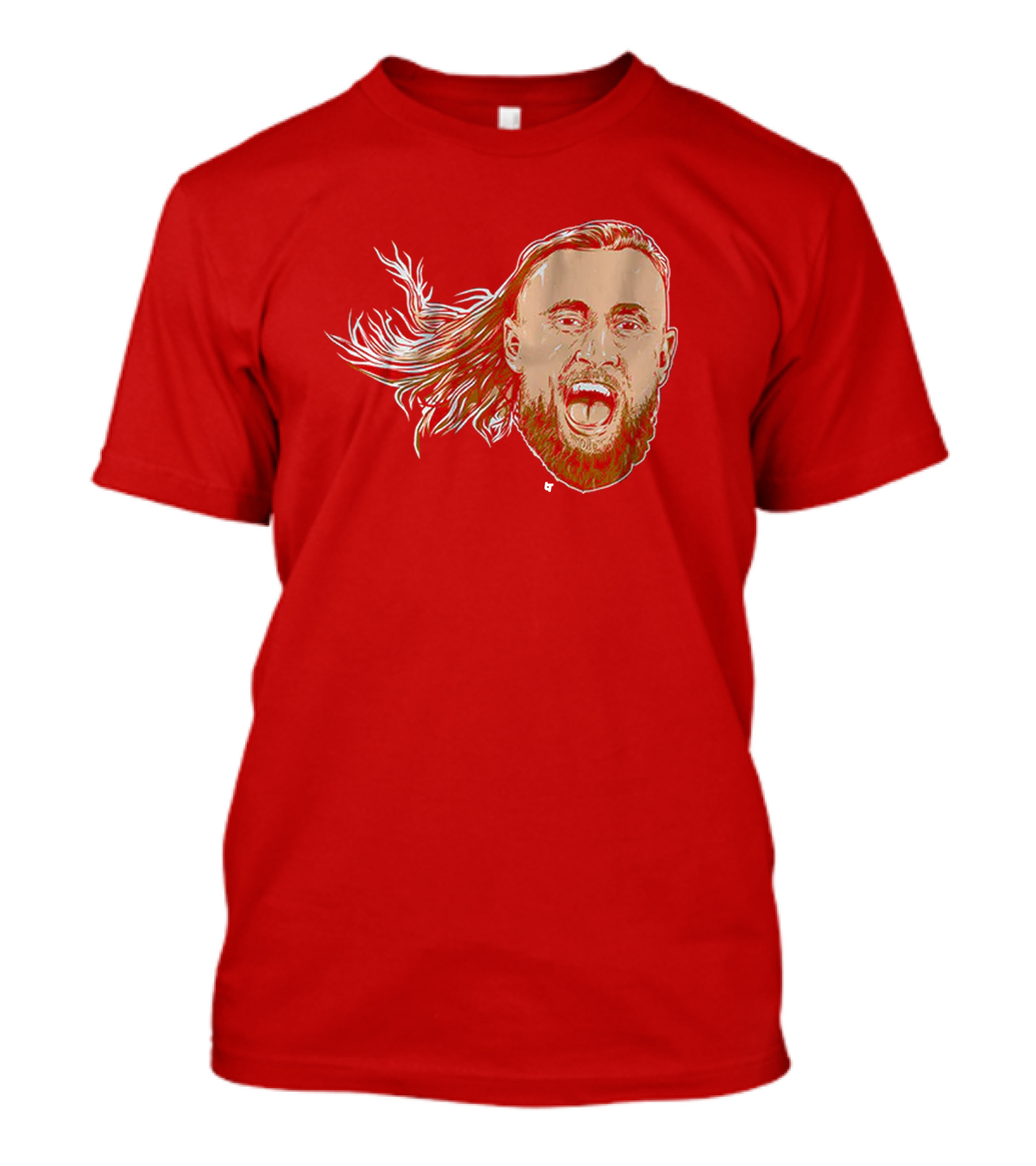 George Kittle Swag Head 49ers Red Beard Roaring Face T-Shirt