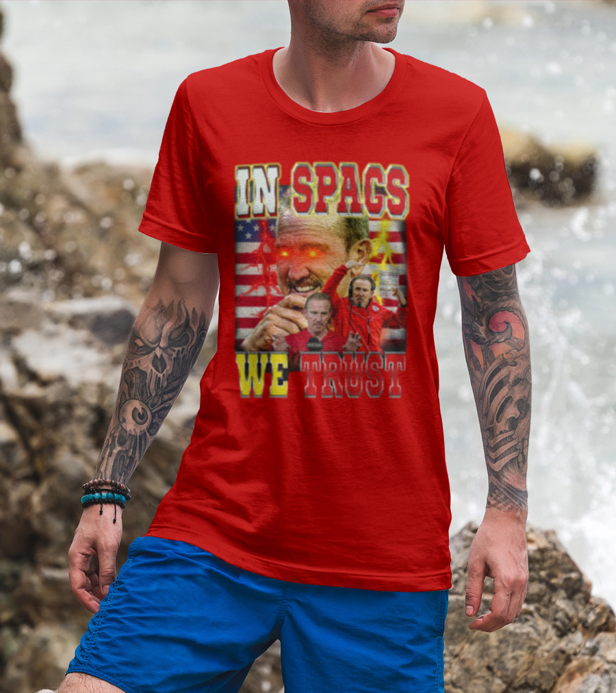 In Spags We Trust Chiefs USA Flag Football Coach Red Eyed T-Shirt