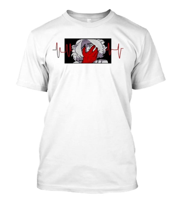 Area Unknown Guqqie New Anime Character With Red Hand And Heartbeat Line T-Shirt
