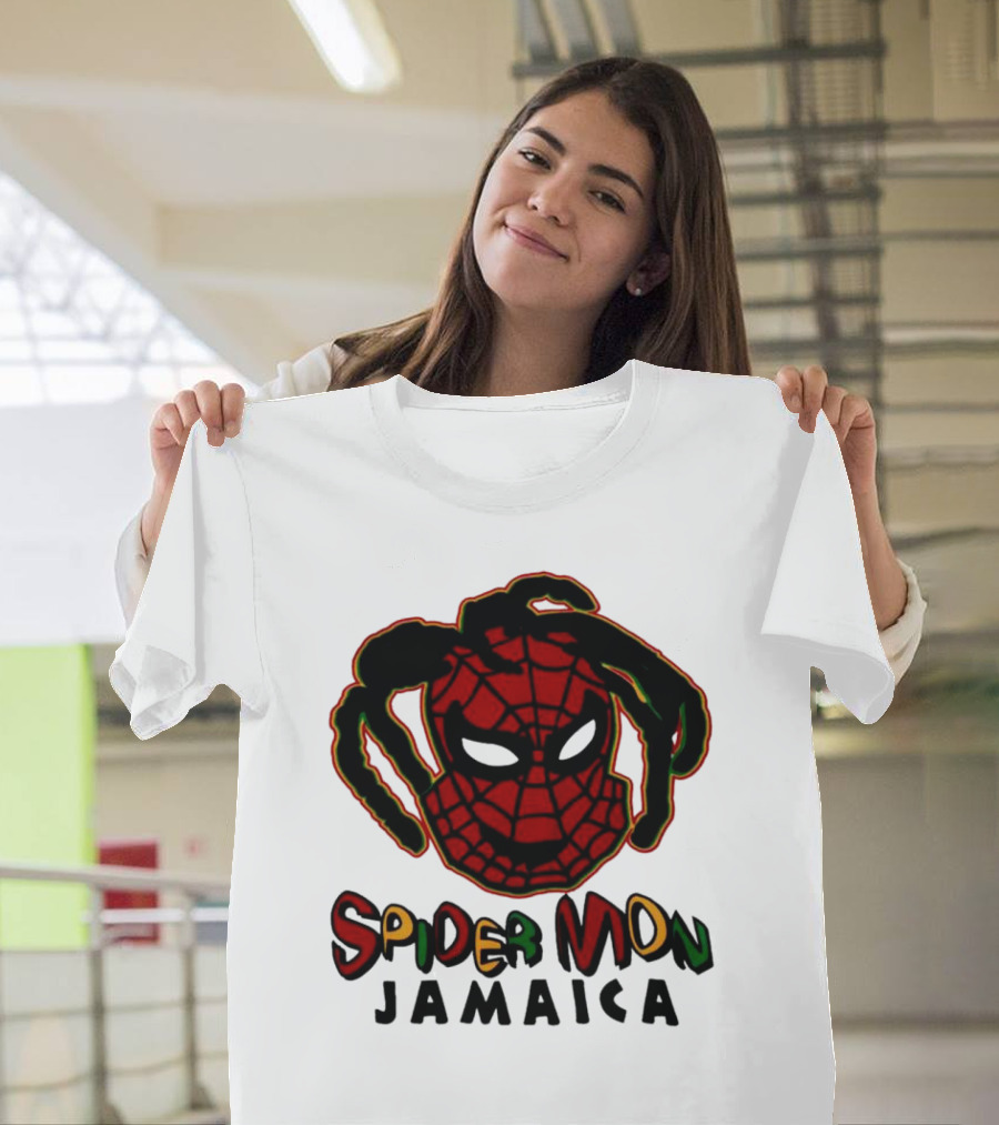 Spider Mon Jamaica Rasta Colors Face T-Shirt