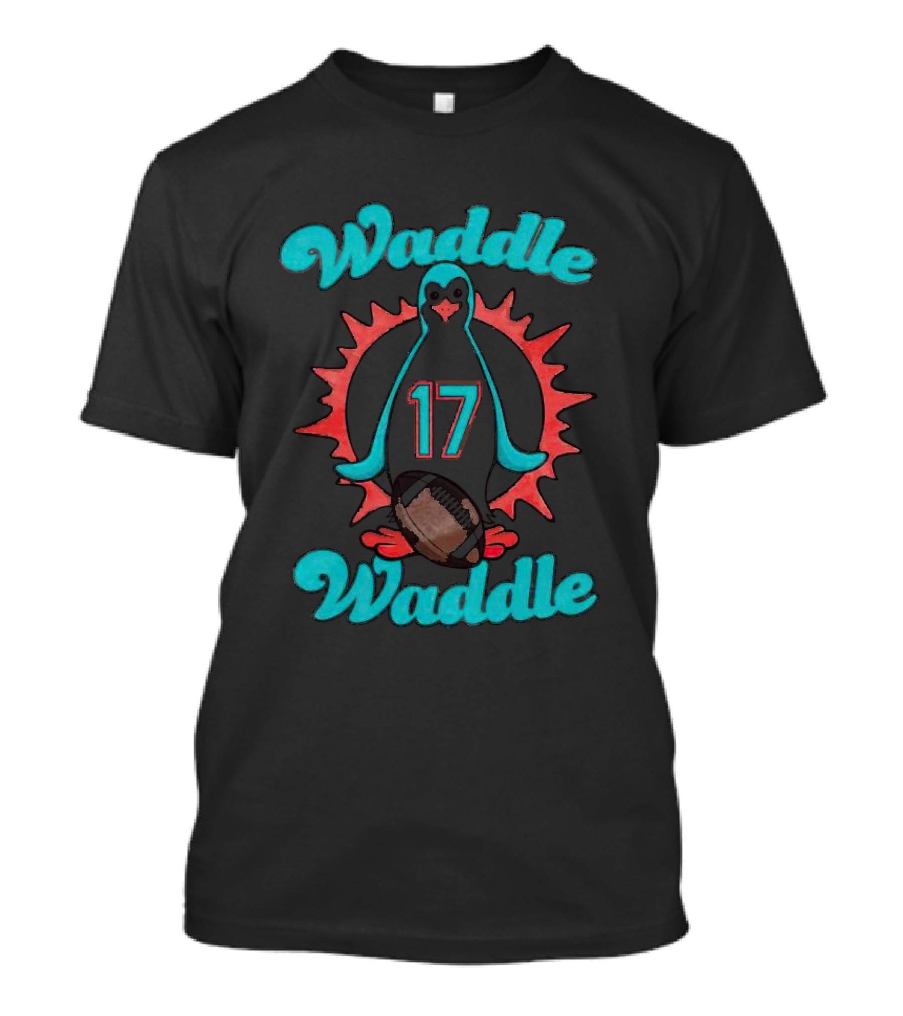 Waddle Waddle 17 Penguin Football Sunburst T-Shirt