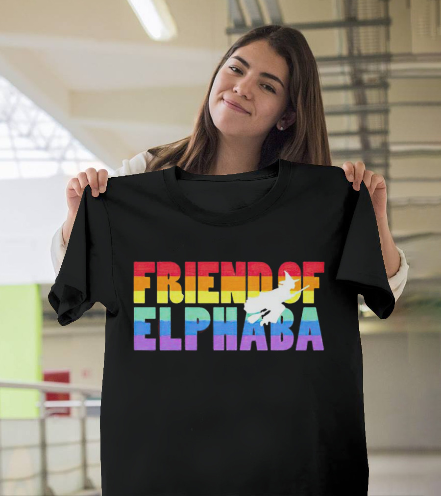 Friend Of Elphaba Pride Rainbow Flying Witch T-Shirt