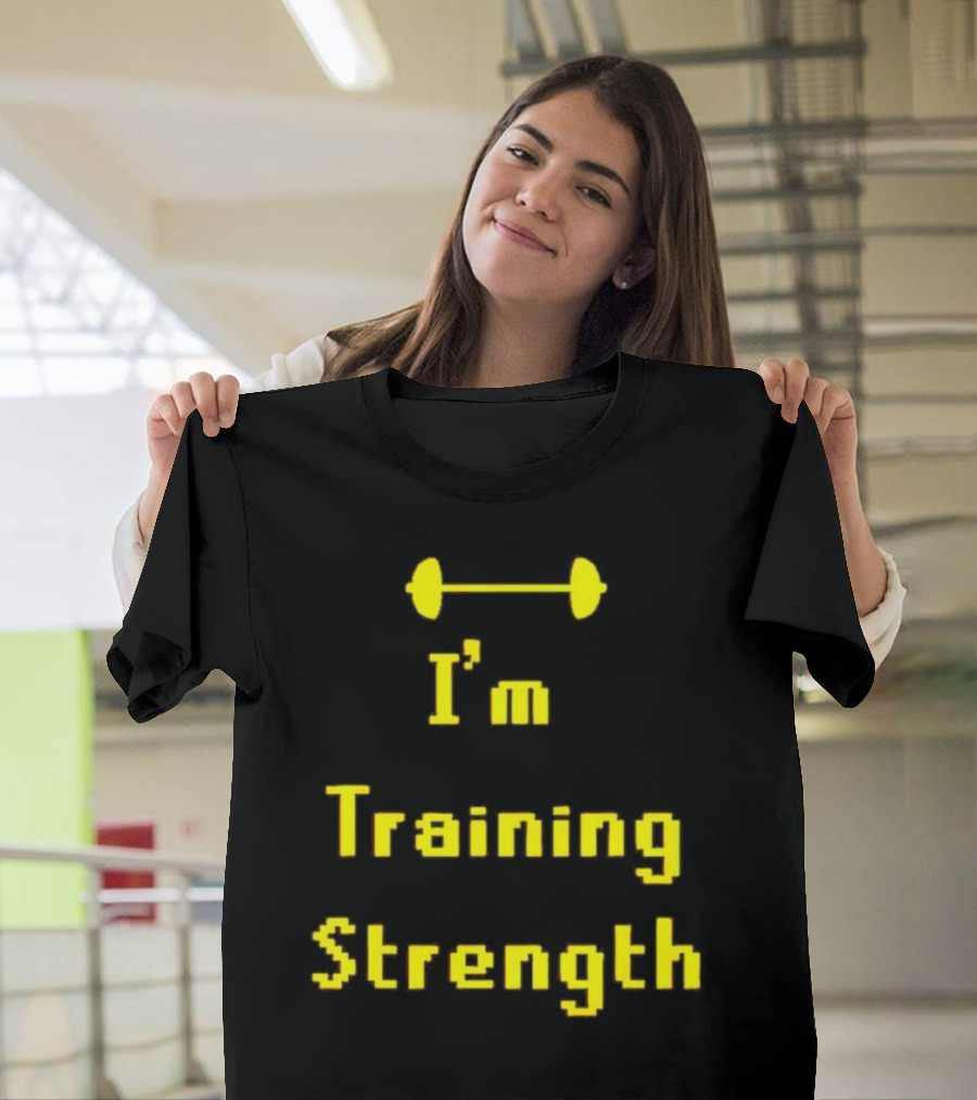 I'm Training Strength Retro Pixel Dumbbell T-Shirt