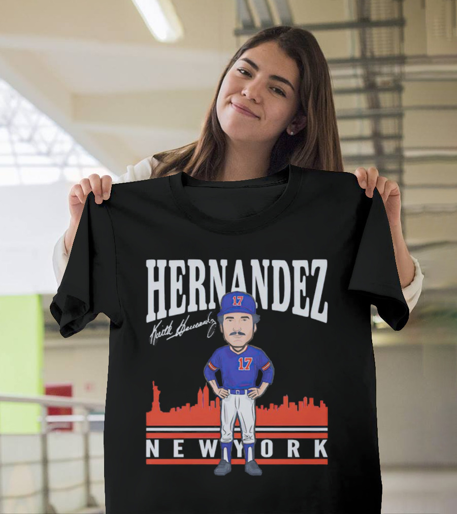 Hernandez Keith Hernandez Caricature New York 17 Signature T-Shirt