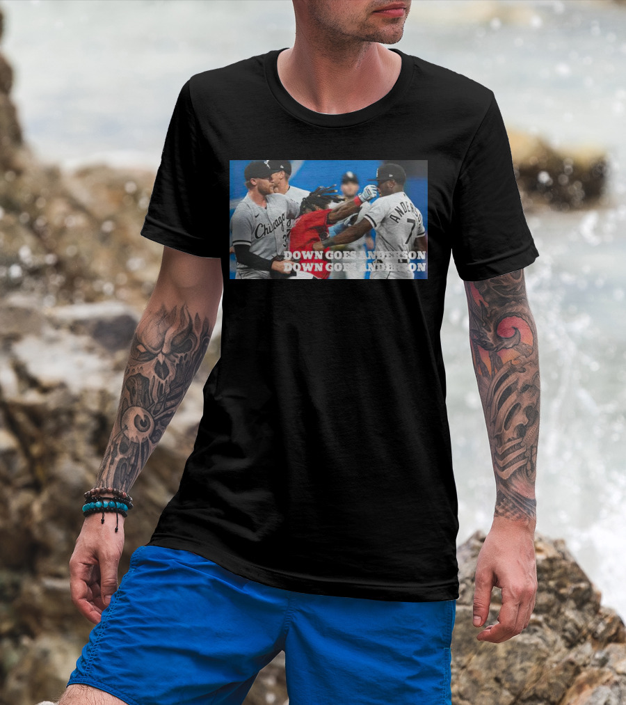Down Goes Anderson Chicago Baseball Confrontation Scene T-Shirt