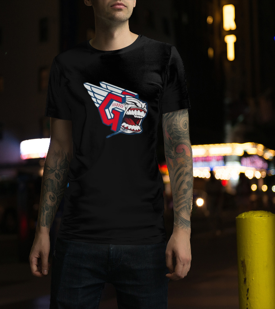 Cleveland Guardians Screaming G With Baseball Bat Wings T-Shirt