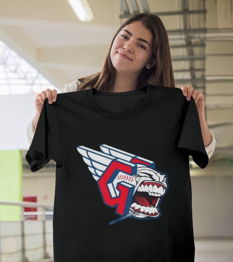 Cleveland Guardians Screaming G with Baseball Bat Wings T-Shirt