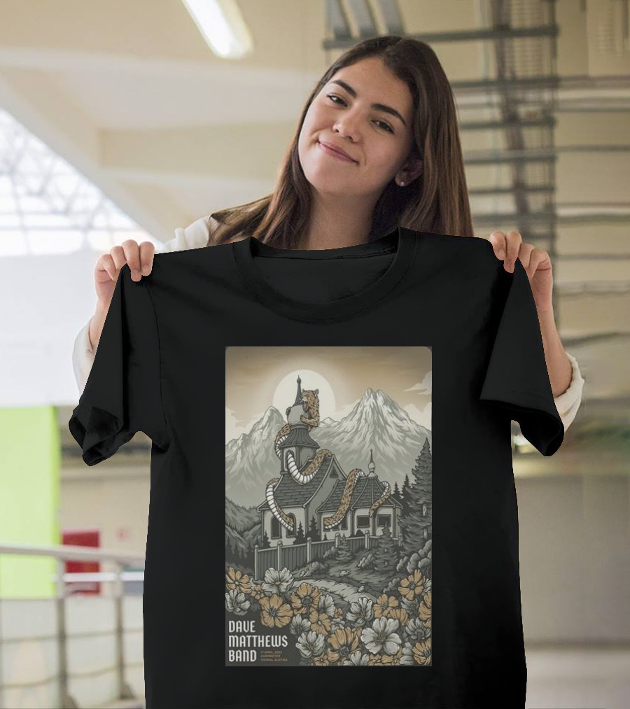Dave Matthews Band April 17 Snake and House with Mountain Background T-Shirt