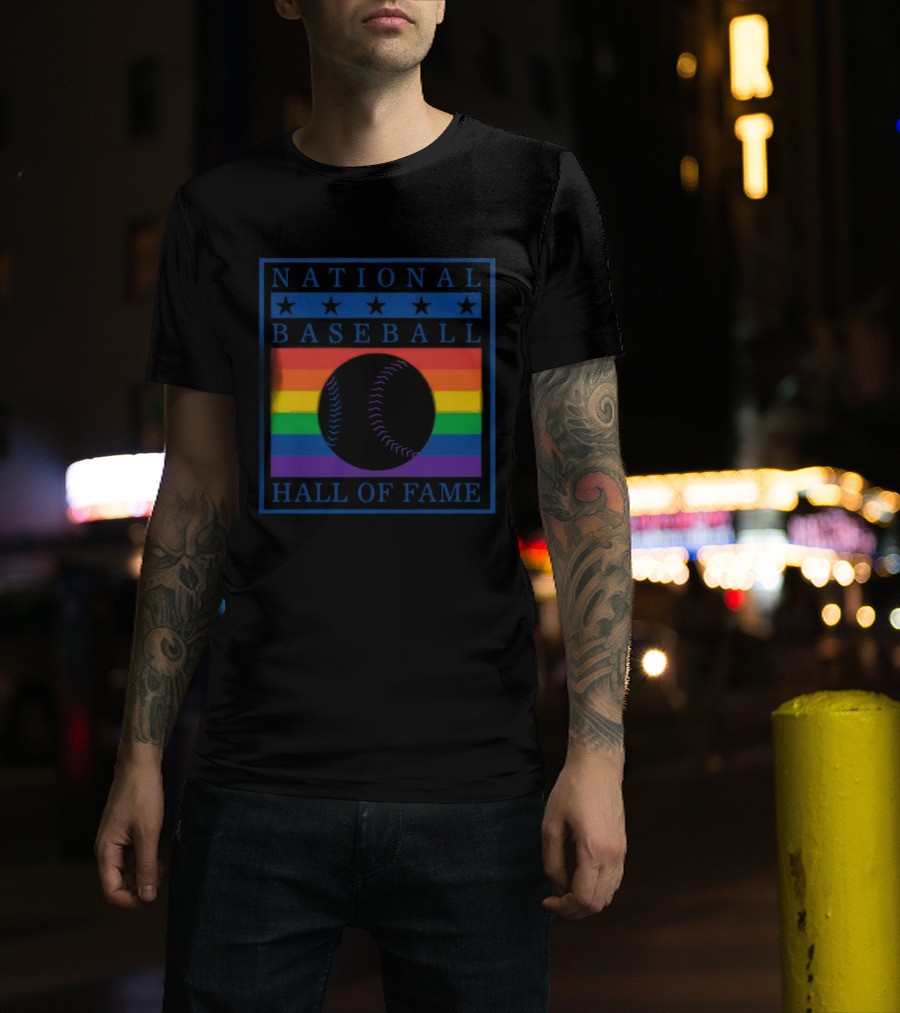 National Baseball Hall Of Fame Rainbow Pride Emblem T-Shirt