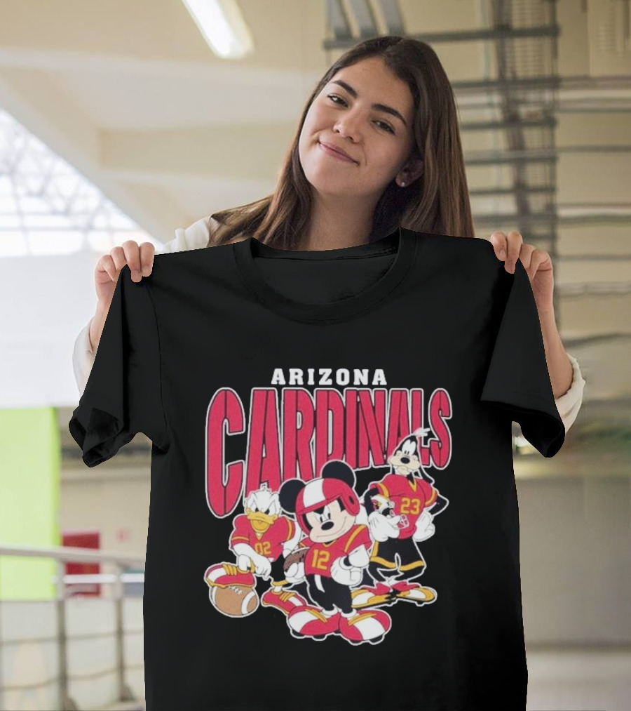 Arizona Cardinals Mickey Donald Duck Goofy Football Team T-Shirt