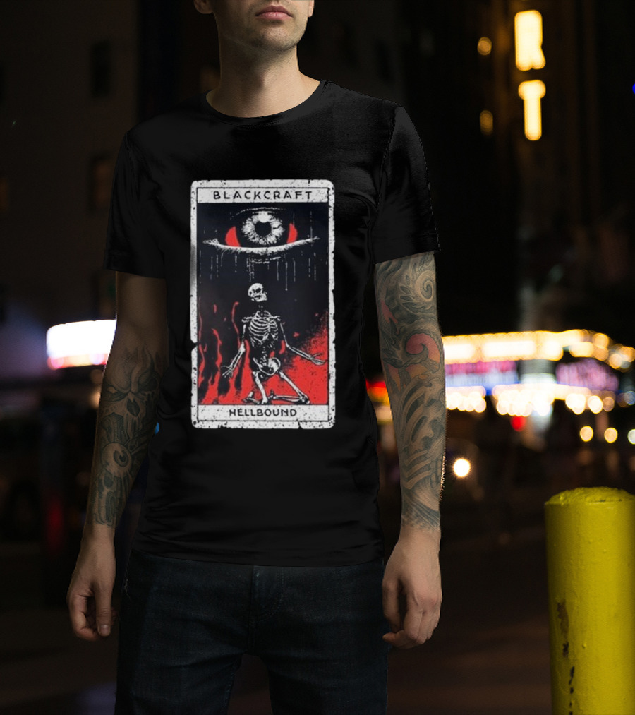 Blackcraft Cult Hellbound Tarot Skeleton Eye Flames T-Shirt