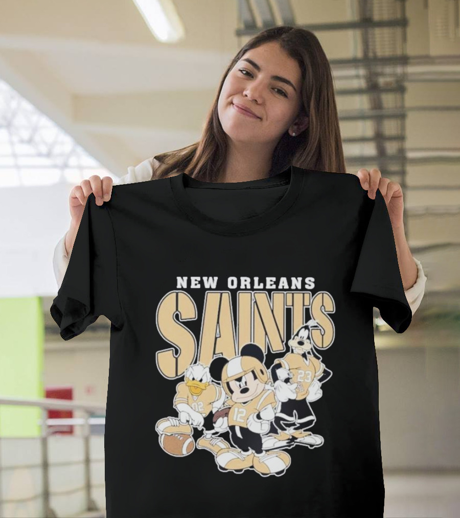 New Orleans Saints Mickey Donald Duck Goofy Football Team T-Shirt