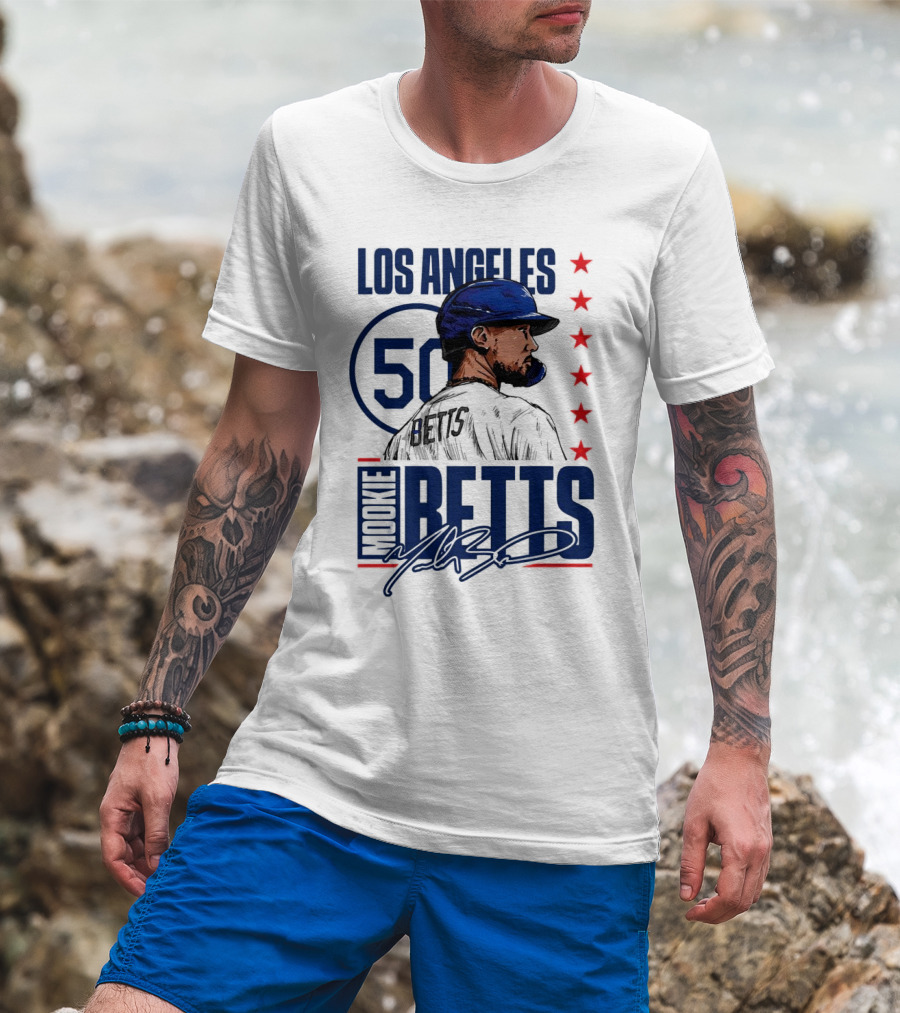 Mookie Betts 50 Los Angeles Dodgers Baseball Stars T-Shirt