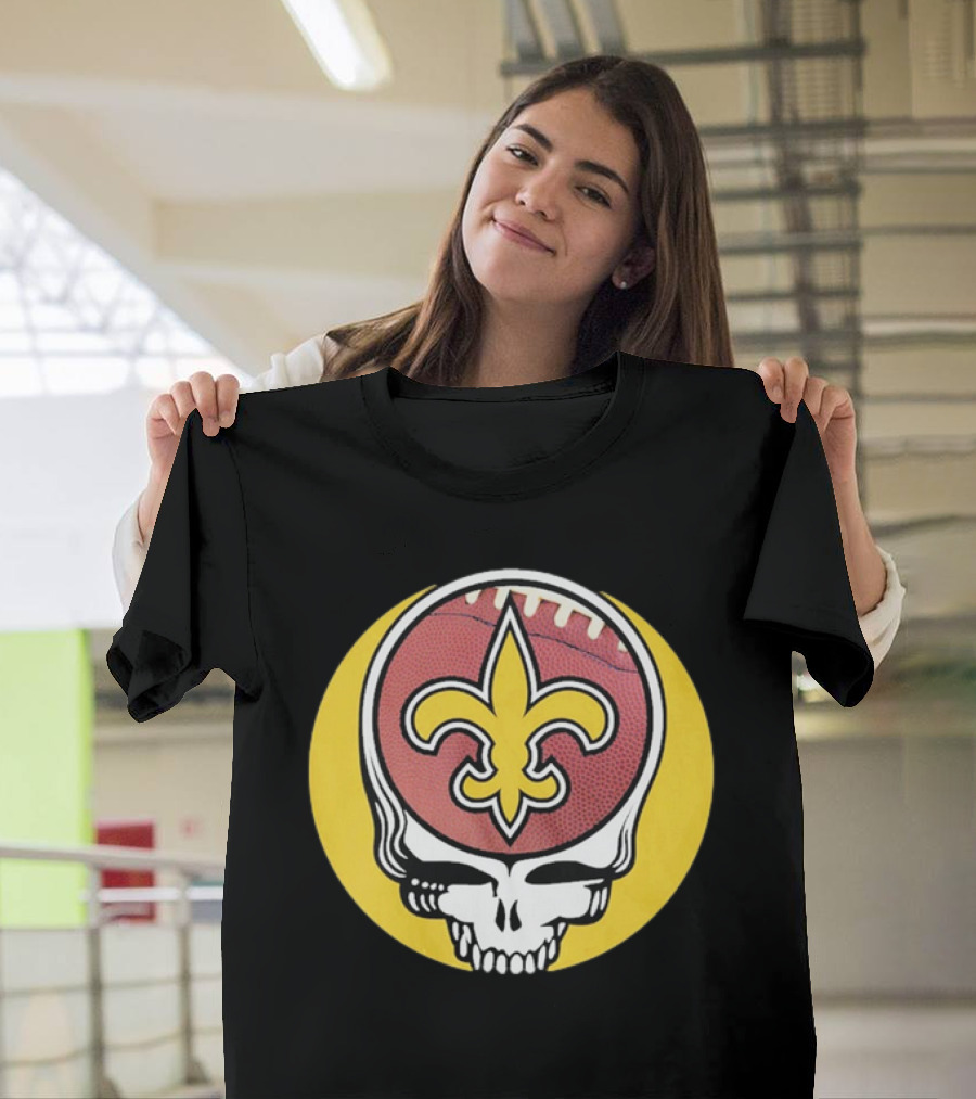 New Orleans Saints Grateful Dead Skull Logo Football T-Shirt