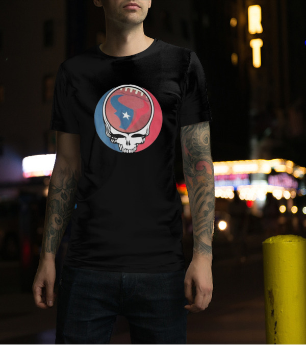 Original Houston Texans Grateful Dead Football Skull T-Shirt