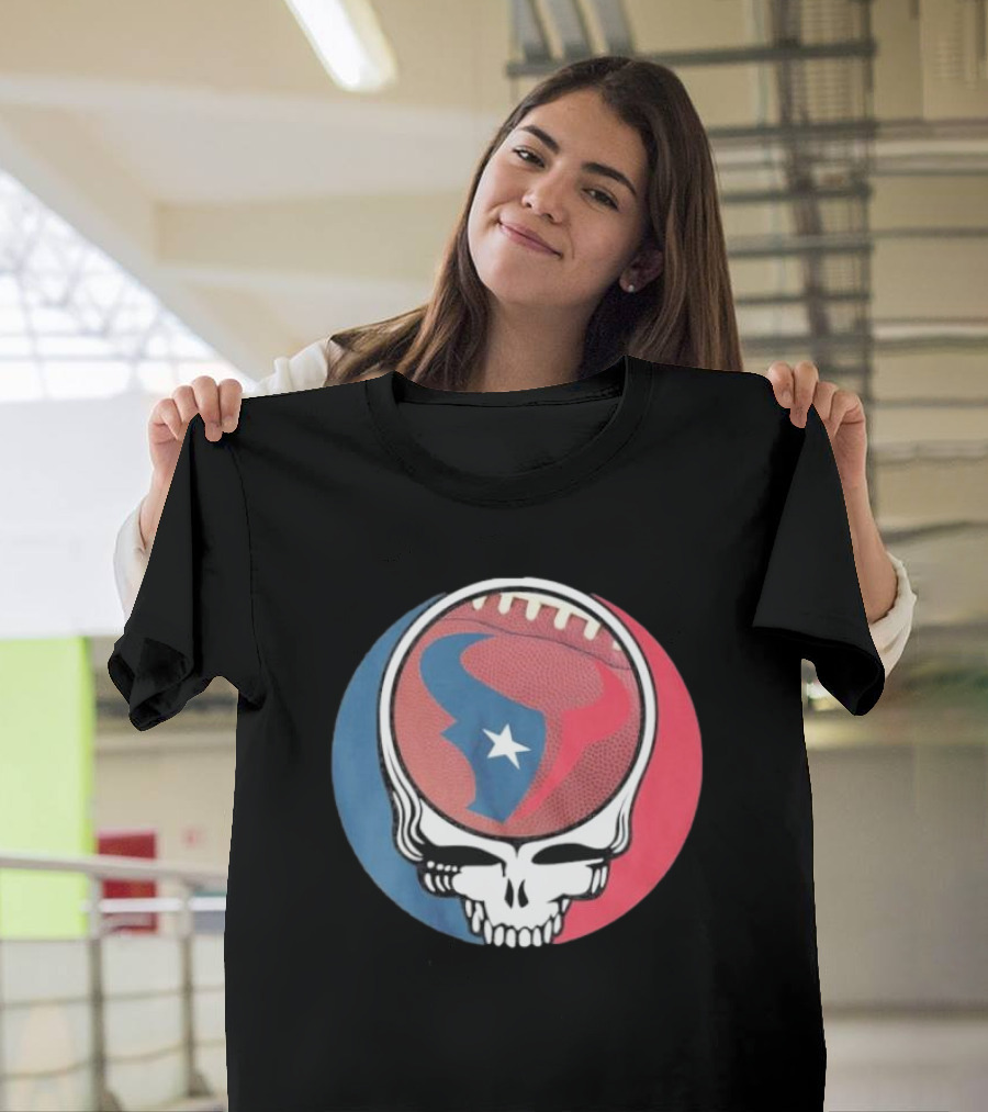 Original Houston Texans Grateful Dead Football Skull T-Shirt