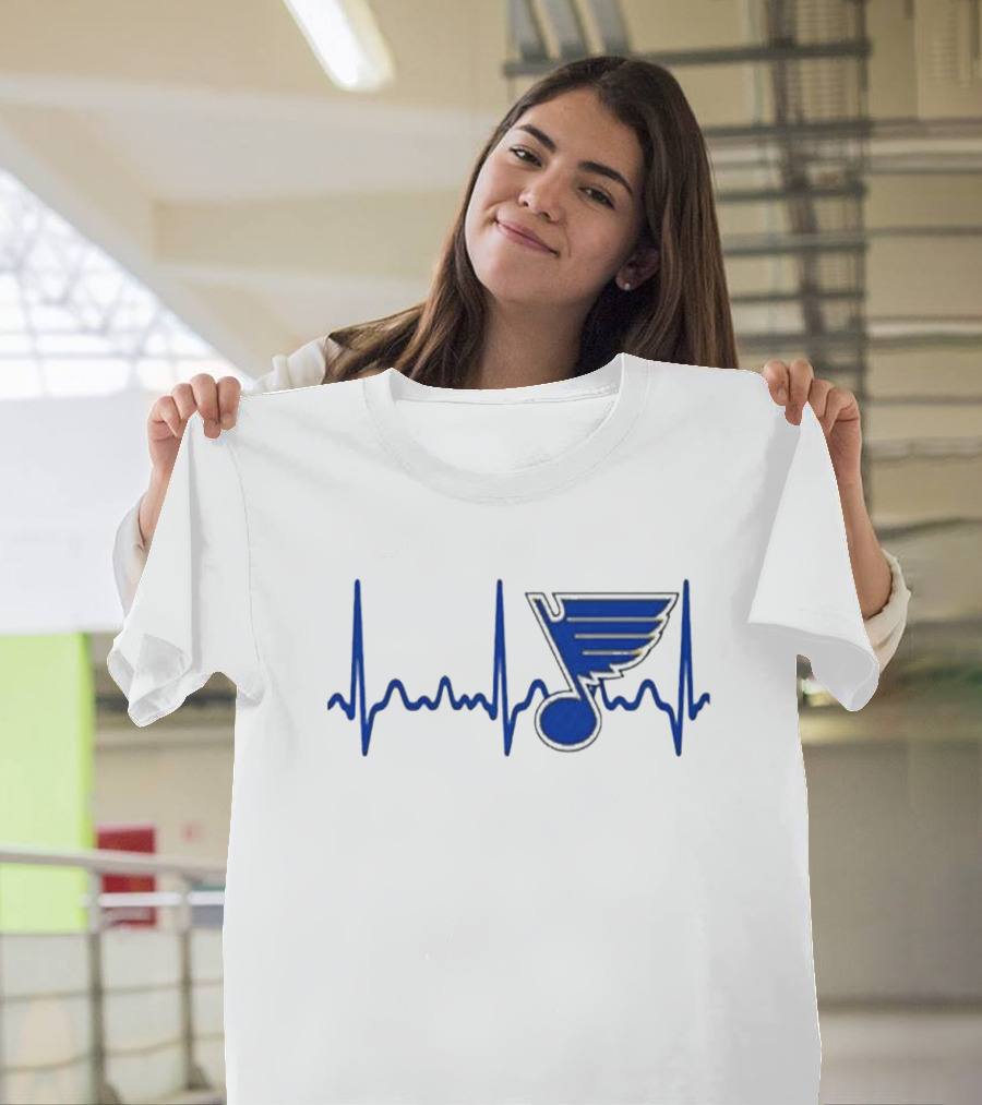 St Louis Blues Heartbeat Hockey T-Shirt