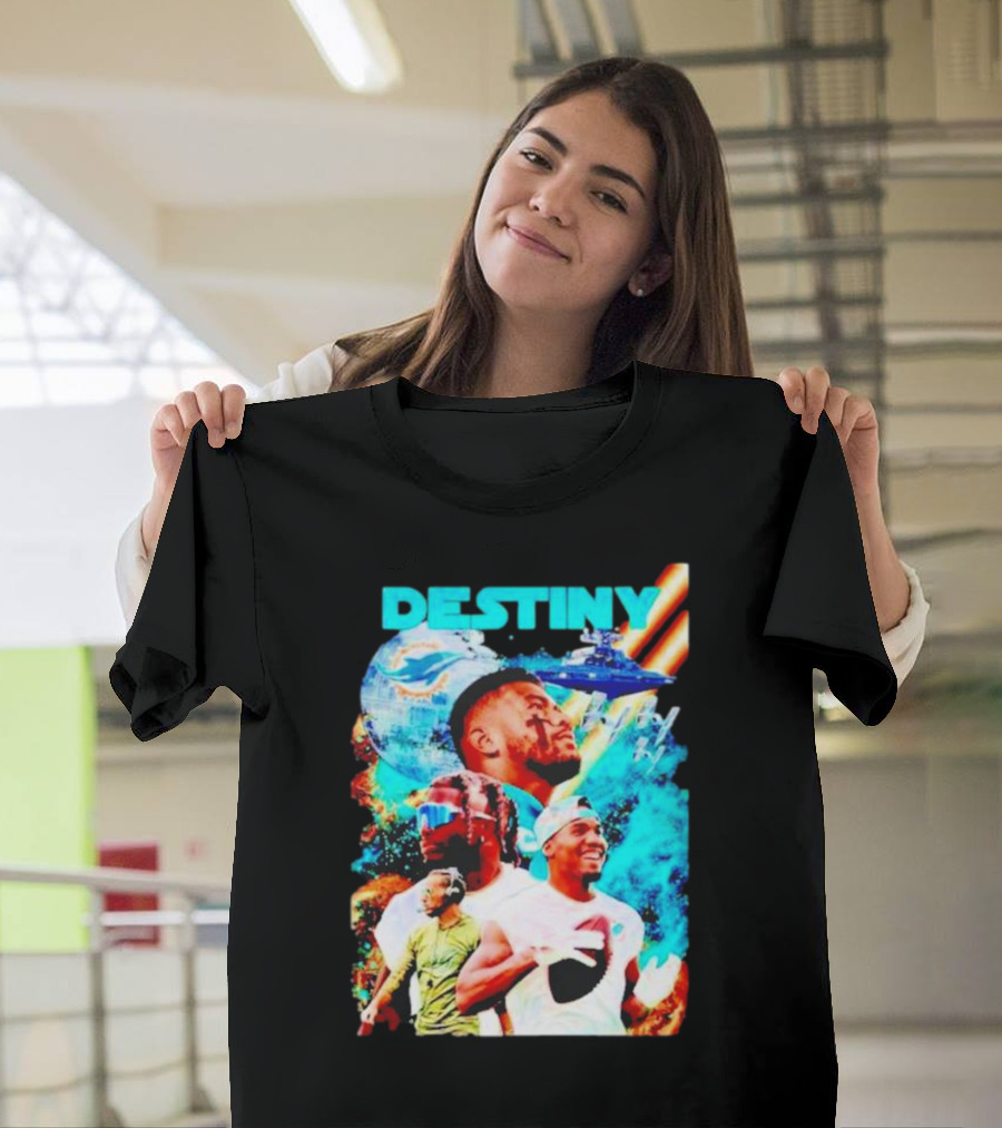 Destiny Miami Dolphins Football Players Intense Action and Team Pride T-Shirt