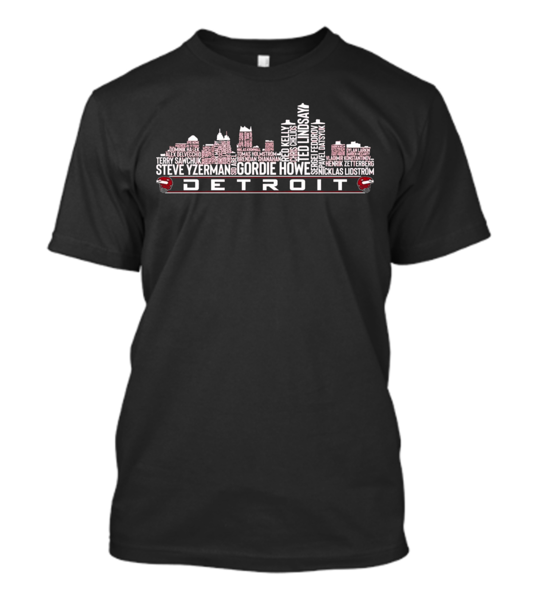 Detroit Red Wings All Time Legends Gordie Howe Steve Yzerman Detroit Skyline T-Shirt