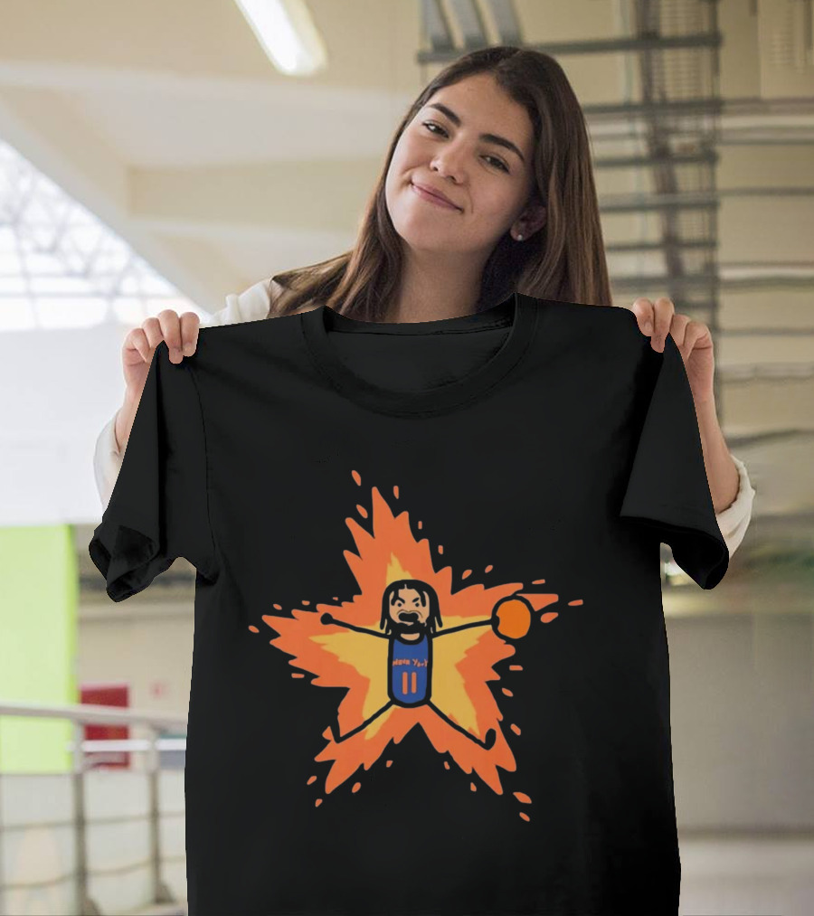 New York Knicks Jalen Brunson Supernova Burst with Basketball Star Explosion T-Shirt