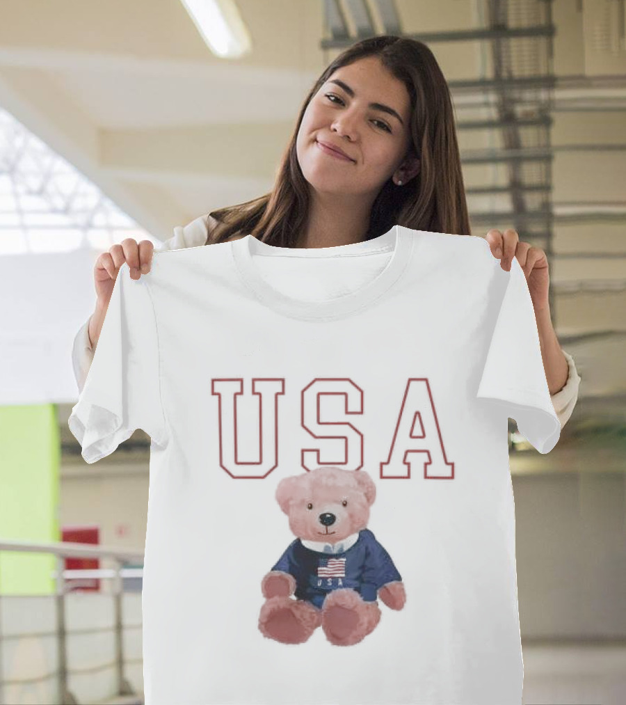 USA Patriotic Bear Plush with American Flag T-Shirt