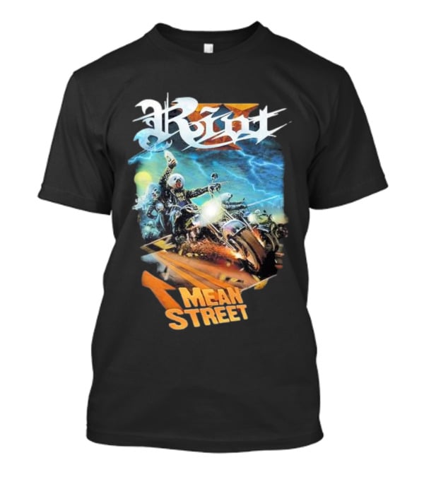 Riot V Mean Streets Album Cover With Biker And Lightning T-Shirt