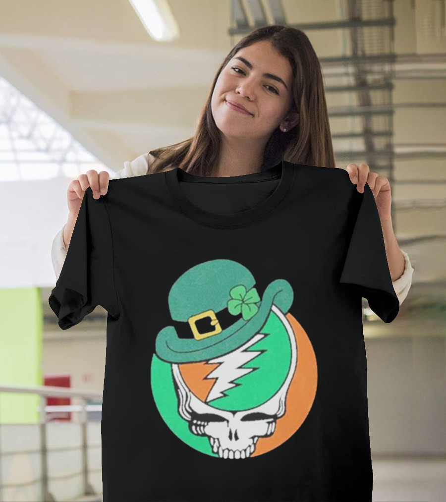 Happy St. Patrick’s Dead And Company Limited Skull In Shamrock Hat With Lightning Bolt T-Shirt