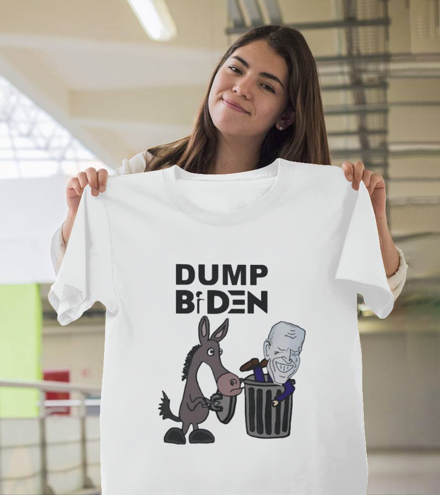 Dump Biden 2024 Donkey Pushing Biden into Trash Can T-Shirt