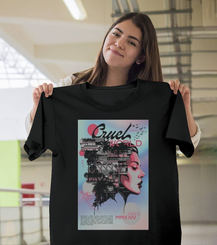 Cruel World May 11 MMXXIV Pasadena CA Mediterranean Architecture Surreal Woman's Profile T-Shirt