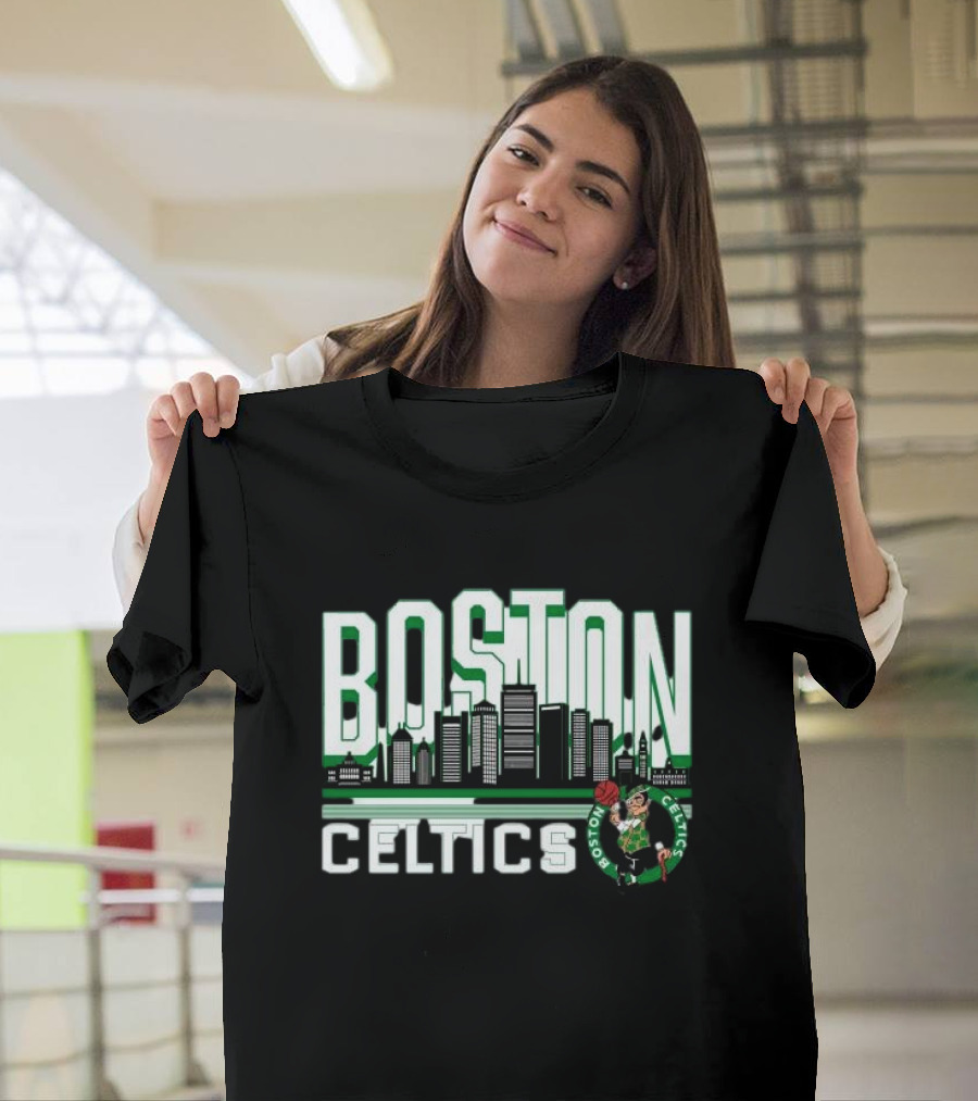 Boston Celtics NBA Basketball Skyline T-Shirt